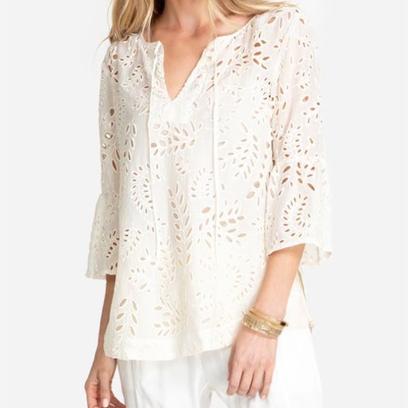 Johnny Was Jade Bianka Lace Up Blouse 